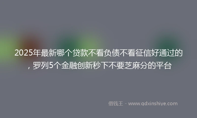 2025年最新哪个贷款不看负债不看征信好通过的，罗列5个金融创新秒下不要芝麻分的平台