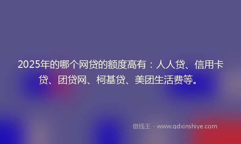 2025年的哪个网贷的额度高有：人人贷、信用卡贷、团贷网、柯基贷、美团生活费等。