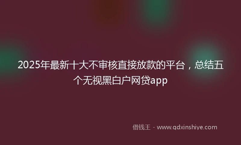 2025年最新十大不审核直接放款的平台，总结五个无视黑白户网贷app
