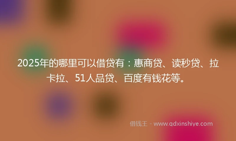 2025年的哪里可以借贷有：惠商贷、读秒贷、拉卡拉、51人品贷、百度有钱花等。