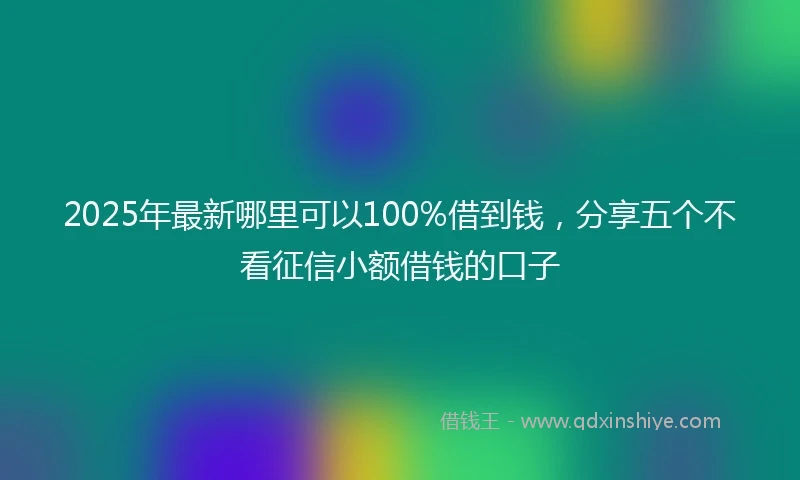 2025年最新哪里可以100%借到钱，分享五个不看征信小额借钱的口子
