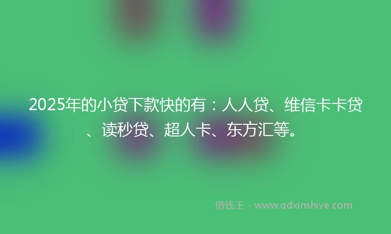 2025年的小贷下款快的有：人人贷、维信卡卡贷、读秒贷、超人卡、东方汇等。