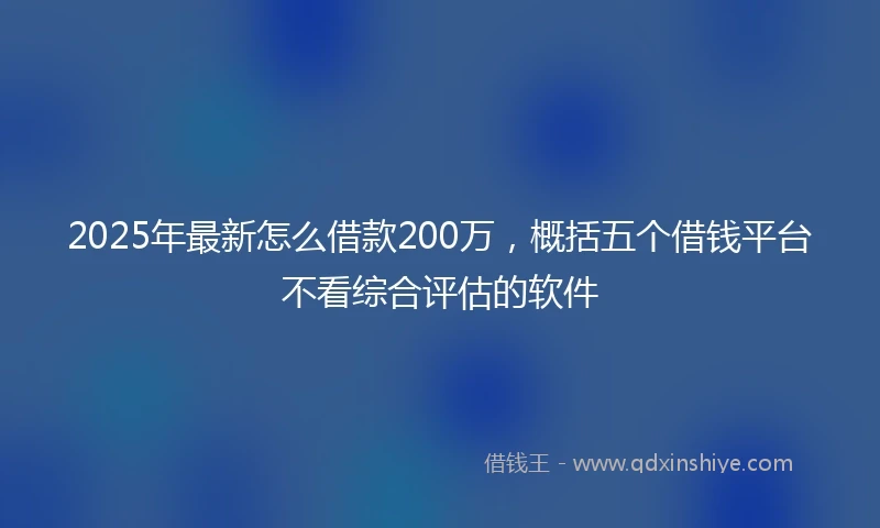 2025年最新怎么借款200万，概括五个借钱平台不看综合评估的软件
