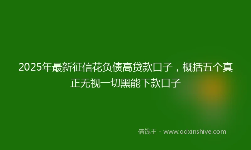 2025年最新征信花负债高贷款口子，概括五个真正无视一切黑能下款口子