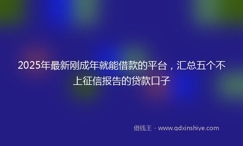 2025年最新刚成年就能借款的平台，汇总五个不上征信报告的贷款口子