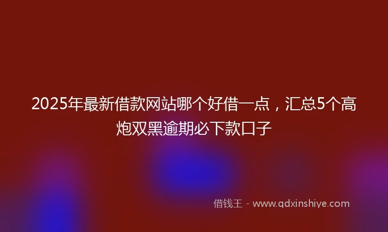 2025年最新借款网站哪个好借一点，汇总5个高炮双黑逾期必下款口子