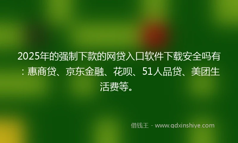 2025年的强制下款的网贷入口软件下载安全吗有：惠商贷、京东金融、花呗、51人品贷、美团生活费等。