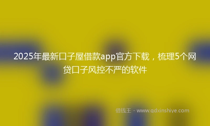 2025年最新口子屋借款app官方下载，梳理5个网贷口子风控不严的软件