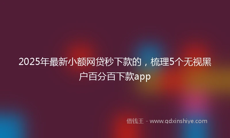 2025年最新小额网贷秒下款的，梳理5个无视黑户百分百下款app
