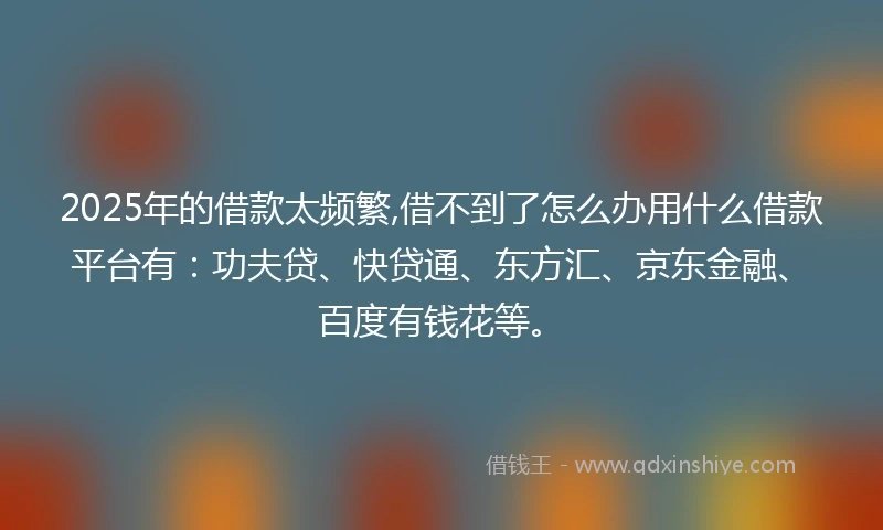 2025年的借款太频繁,借不到了怎么办用什么借款平台有：功夫贷、快贷通、东方汇、京东金融、百度有钱花等。