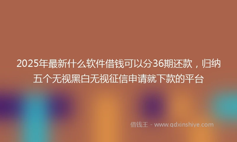 2025年最新什么软件借钱可以分36期还款，归纳五个无视黑白无视征信申请就下款的平台