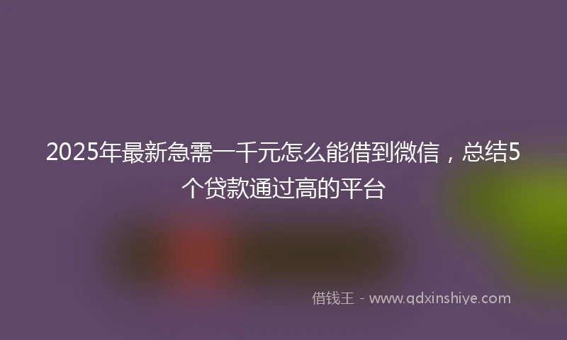 2025年最新急需一千元怎么能借到微信，总结5个贷款通过高的平台