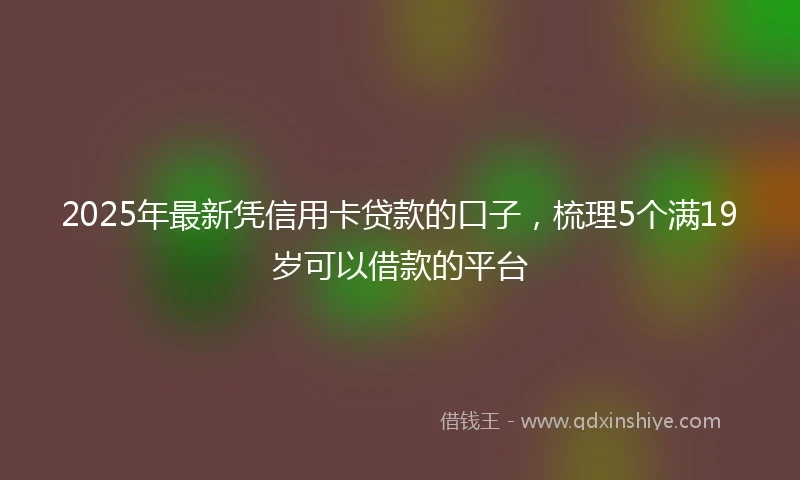 2025年最新凭信用卡贷款的口子，梳理5个满19岁可以借款的平台