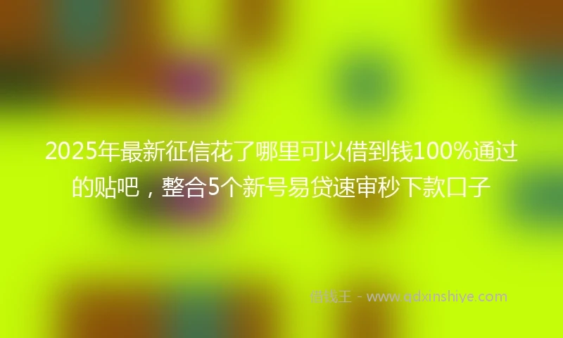 2025年最新征信花了哪里可以借到钱100%通过的贴吧，整合5个新号易贷速审秒下款口子