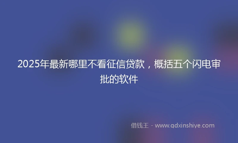 2025年最新哪里不看征信贷款，概括五个闪电审批的软件