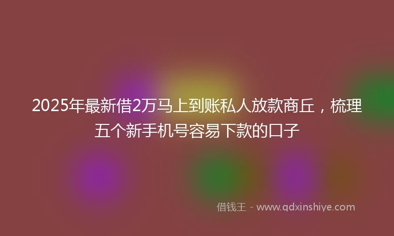 2025年最新借2万马上到账私人放款商丘，梳理五个新手机号容易下款的口子