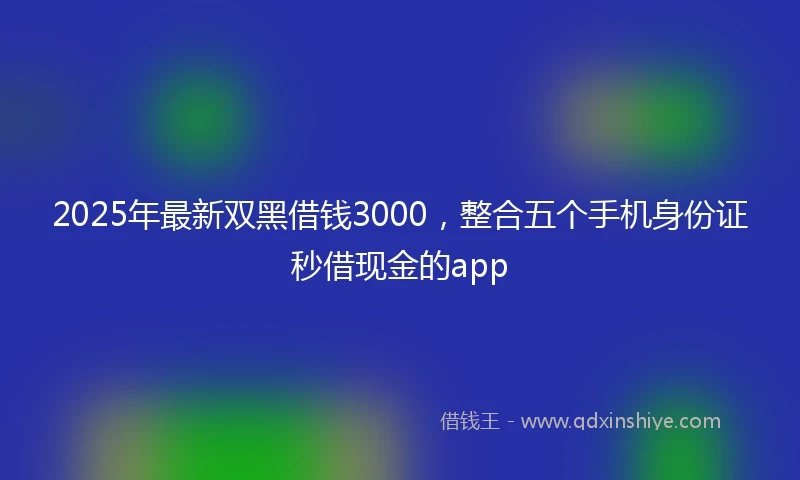 2025年最新双黑借钱3000，整合五个手机身份证秒借现金的app