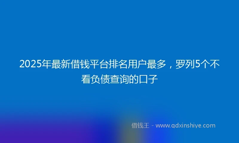 2025年最新借钱平台排名用户最多，罗列5个不看负债查询的口子