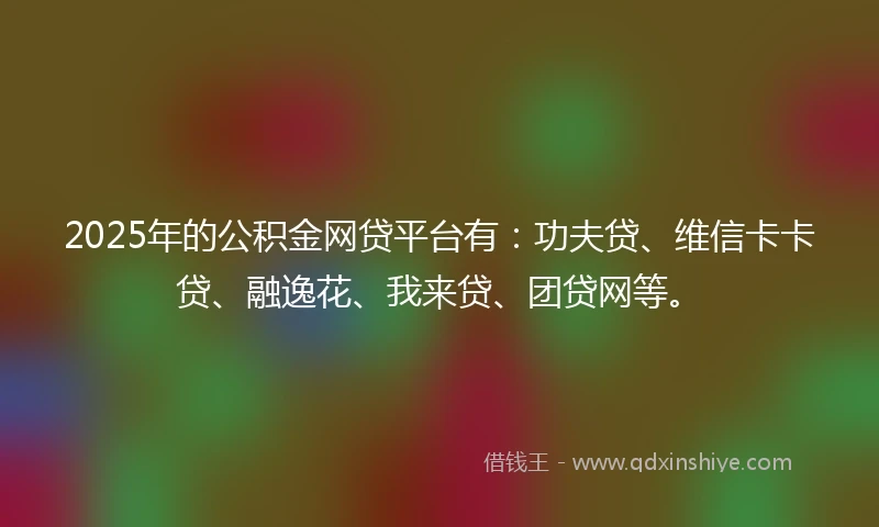 2025年的公积金网贷平台有：功夫贷、维信卡卡贷、融逸花、我来贷、团贷网等。