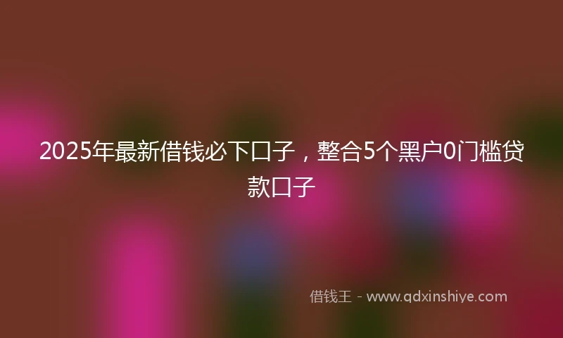 2025年最新借钱必下口子，整合5个黑户0门槛贷款口子