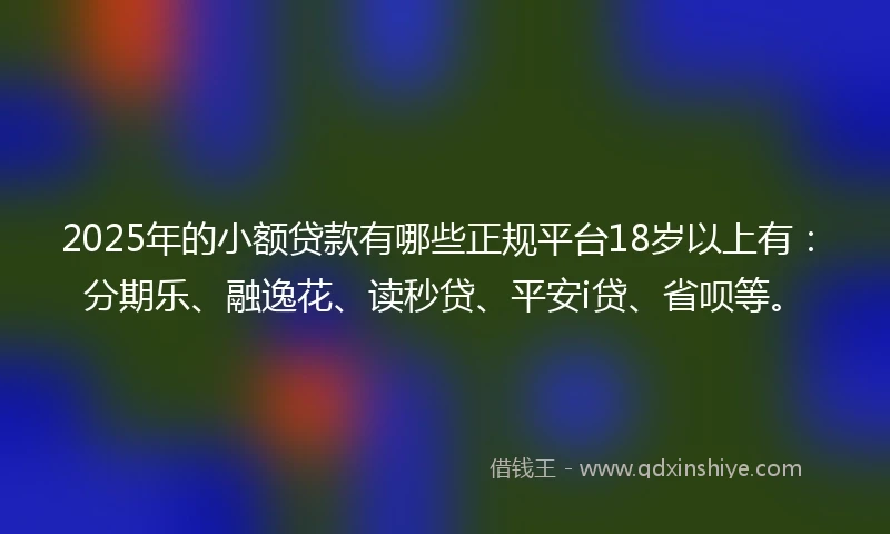 2025年的小额贷款有哪些正规平台18岁以上有：分期乐、融逸花、读秒贷、平安i贷、省呗等。