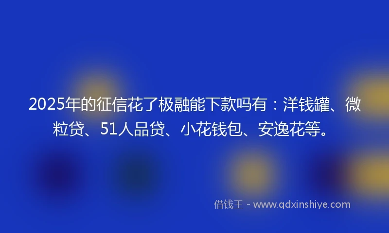 2025年的征信花了极融能下款吗有：洋钱罐、微粒贷、51人品贷、小花钱包、安逸花等。