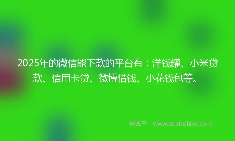 2025年的微信能下款的平台有：洋钱罐、小米贷款、信用卡贷、微博借钱、小花钱包等。