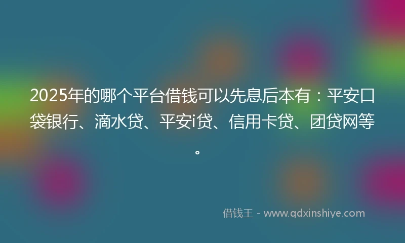 2025年的哪个平台借钱可以先息后本有：平安口袋银行、滴水贷、平安i贷、信用卡贷、团贷网等。