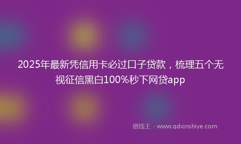 2025年最新凭信用卡必过口子贷款，梳理五个无视征信黑白100%秒下网贷app