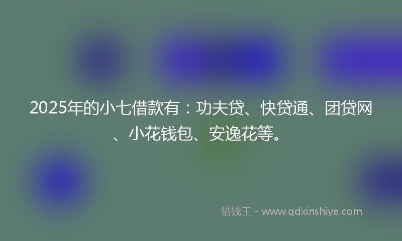 2025年的小七借款有：功夫贷、快贷通、团贷网、小花钱包、安逸花等。