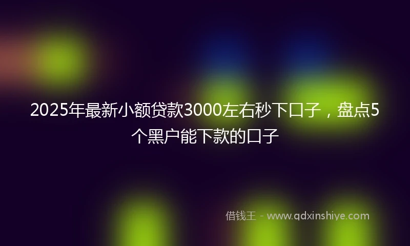 2025年最新小额贷款3000左右秒下口子，盘点5个黑户能下款的口子