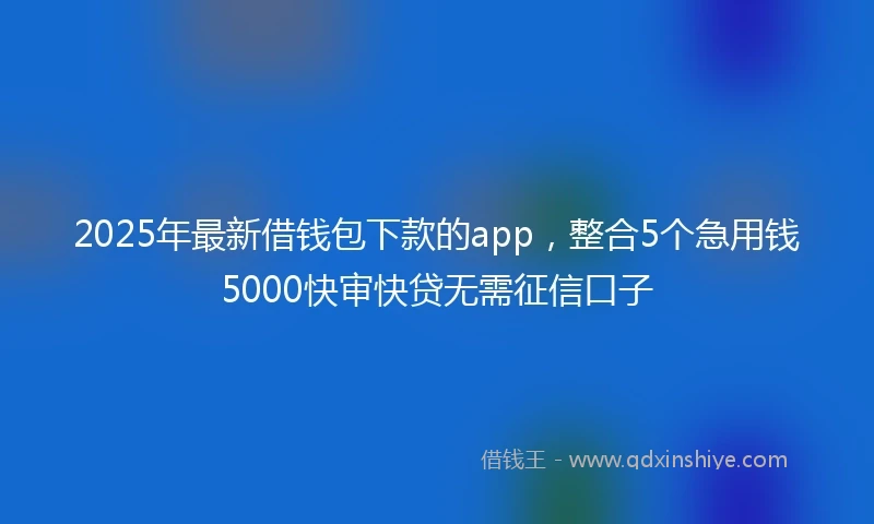 2025年最新借钱包下款的app，整合5个急用钱5000快审快贷无需征信口子