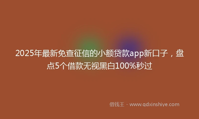 2025年最新免查征信的小额贷款app新口子，盘点5个借款无视黑白100%秒过