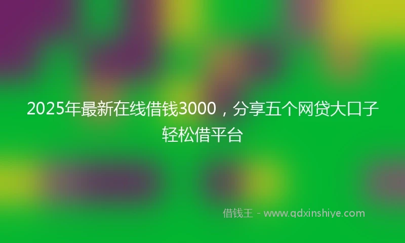 2025年最新在线借钱3000，分享五个网贷大口子轻松借平台