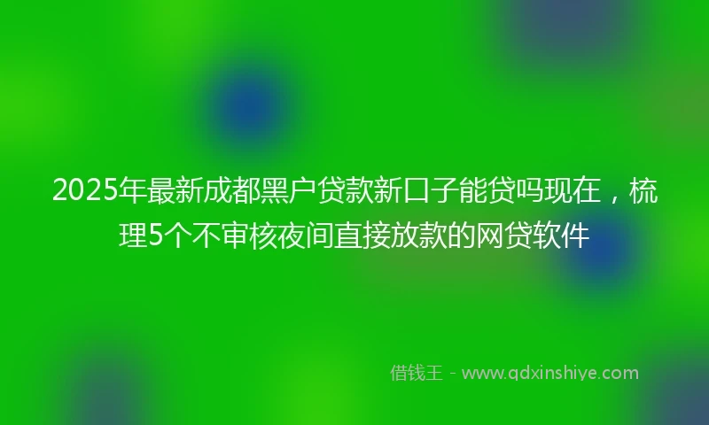 2025年最新成都黑户贷款新口子能贷吗现在，梳理5个不审核夜间直接放款的网贷软件