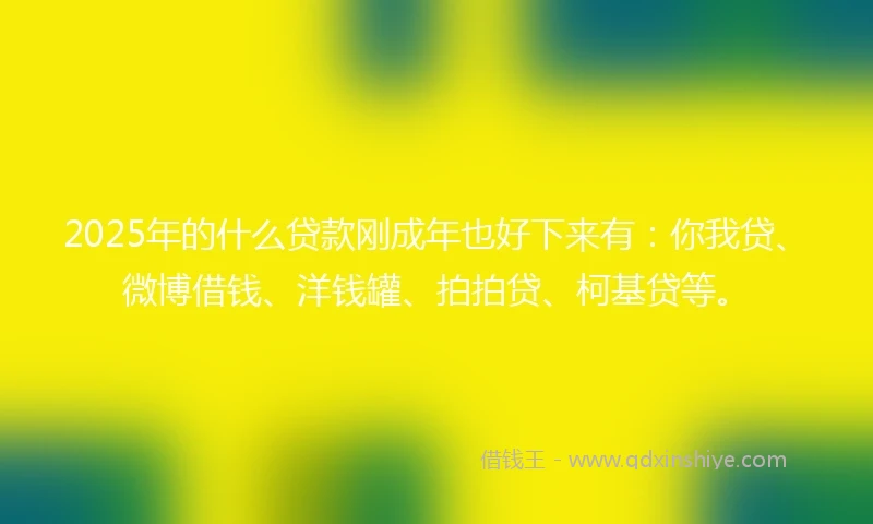 2025年的什么贷款刚成年也好下来有：你我贷、微博借钱、洋钱罐、拍拍贷、柯基贷等。