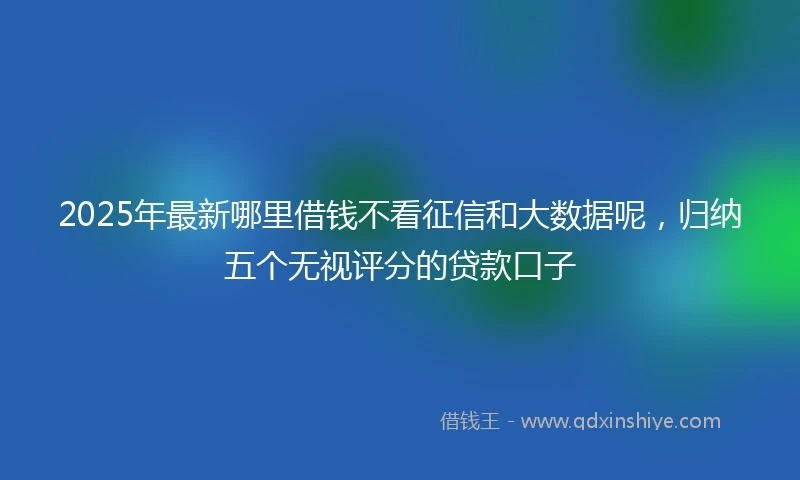 2025年最新哪里借钱不看征信和大数据呢，归纳五个无视评分的贷款口子