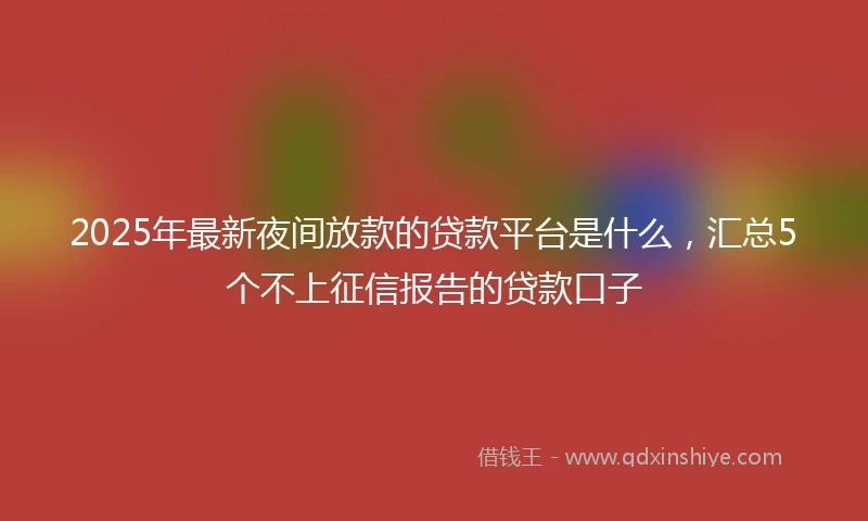 2025年最新夜间放款的贷款平台是什么，汇总5个不上征信报告的贷款口子