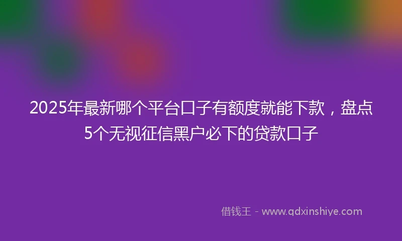 2025年最新哪个平台口子有额度就能下款，盘点5个无视征信黑户必下的贷款口子
