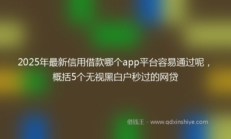 2025年最新信用借款哪个app平台容易通过呢，概括5个无视黑白户秒过的网贷