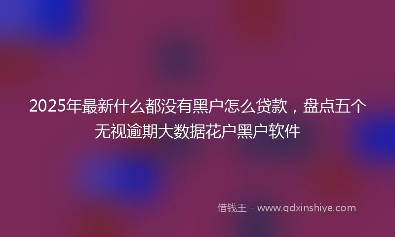 2025年最新什么都没有黑户怎么贷款，盘点五个无视逾期大数据花户黑户软件