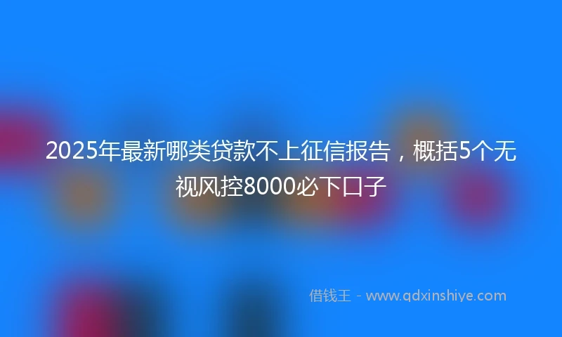 2025年最新哪类贷款不上征信报告，概括5个无视风控8000必下口子