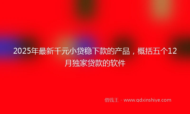 2025年最新千元小贷稳下款的产品，概括五个12月独家贷款的软件