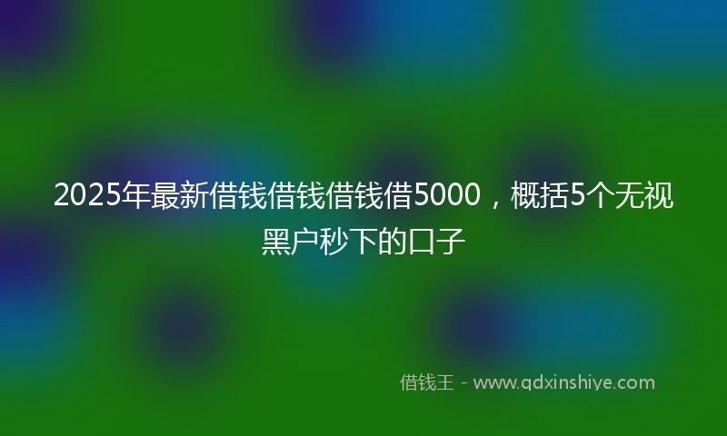 2025年最新借钱借钱借钱借5000，概括5个无视黑户秒下的口子