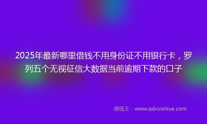 2025年最新哪里借钱不用身份证不用银行卡，罗列五个无视征信大数据当前逾期下款的口子
