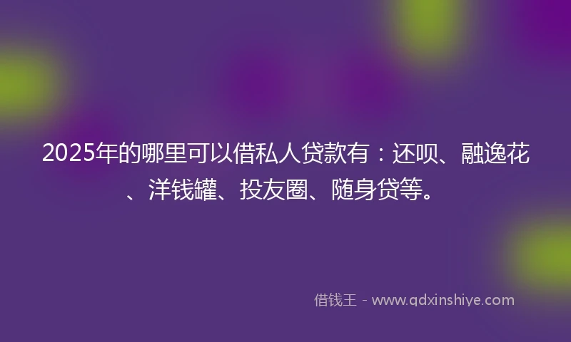 2025年的哪里可以借私人贷款有：还呗、融逸花、洋钱罐、投友圈、随身贷等。