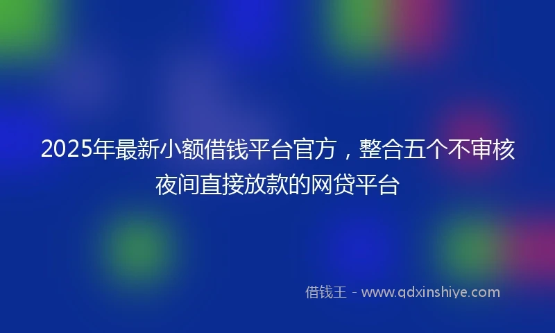 2025年最新小额借钱平台官方，整合五个不审核夜间直接放款的网贷平台
