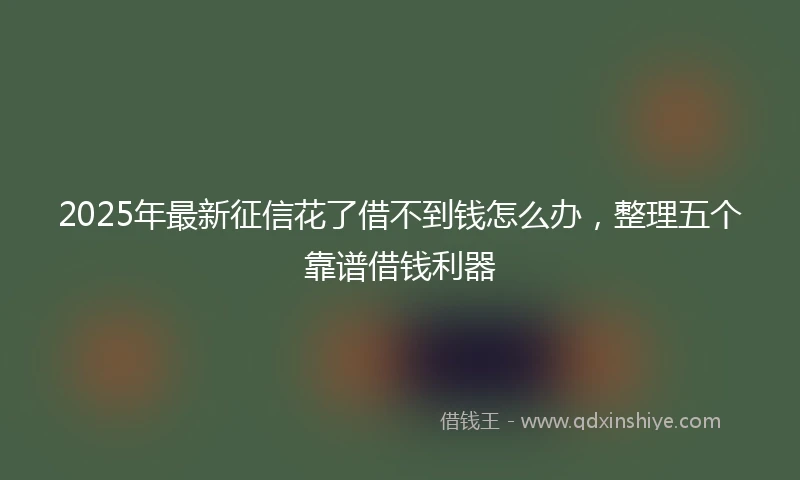 2025年最新征信花了借不到钱怎么办，整理五个靠谱借钱利器