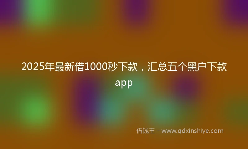 2025年最新借1000秒下款，汇总五个黑户下款app