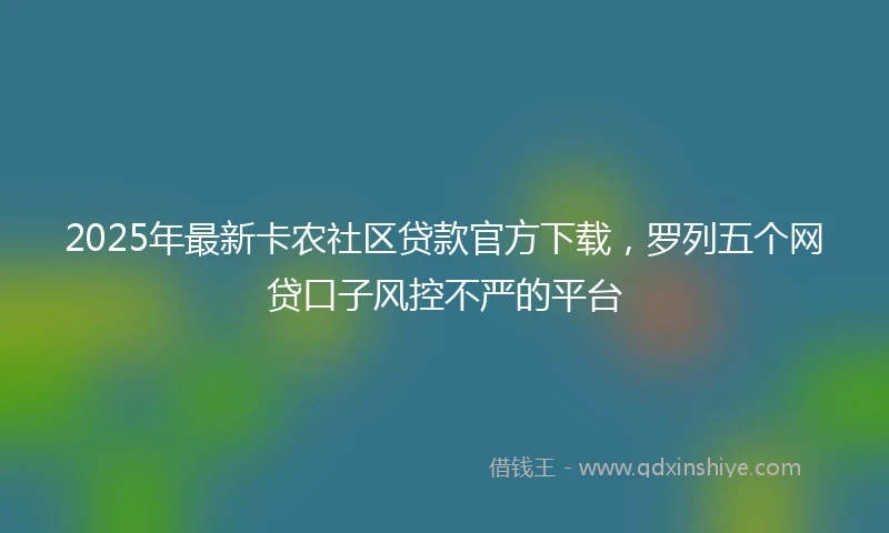 2025年最新卡农社区贷款官方下载，罗列五个网贷口子风控不严的平台